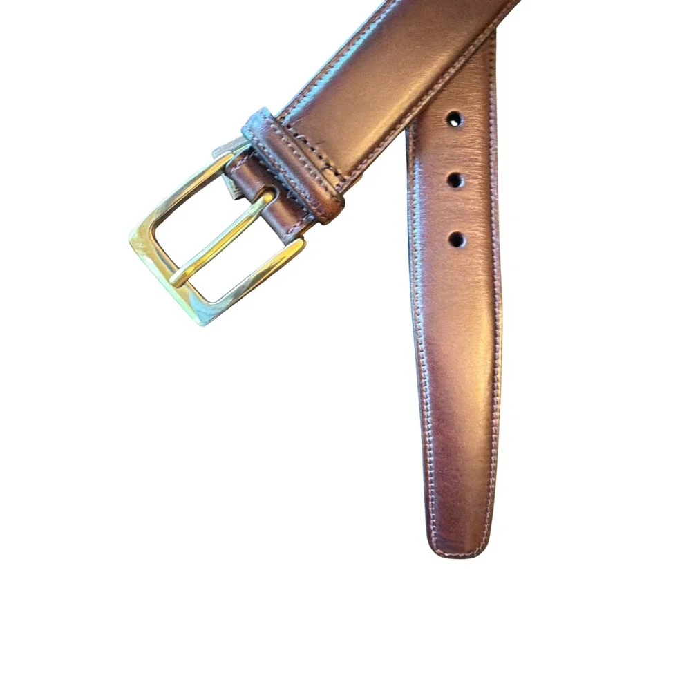 Trafalgar Belt Brown Leather TX171 5 Classic Dress Gold Buckle Size 36 Mens